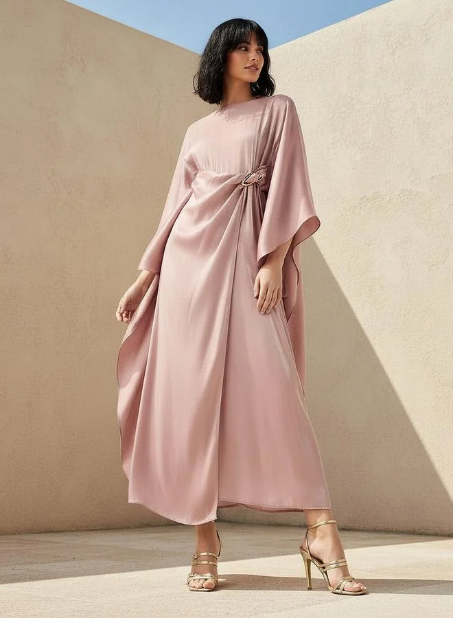 ايكونيك Iconic Cape Kaftan Women Dress with Knot Buckle Detail